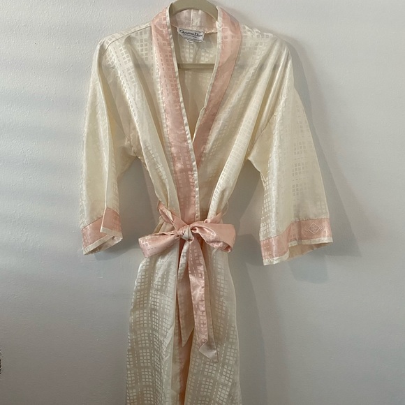 Dior Other - DIOR vintage 70s cream blush monogram robe